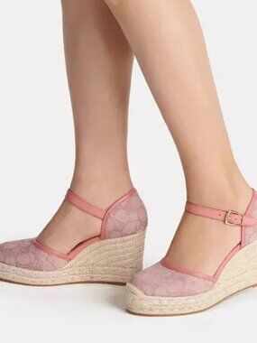Coach Raine Espadrille In Signature Jacquard In Pink  Size 7B